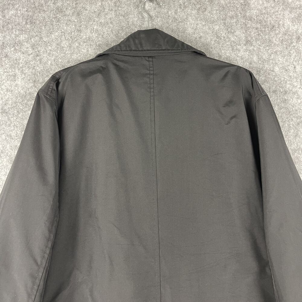 Vintage Banana Republic Factory Trench Coat Mens Large Black Water Resistant - Picture 15 of 16